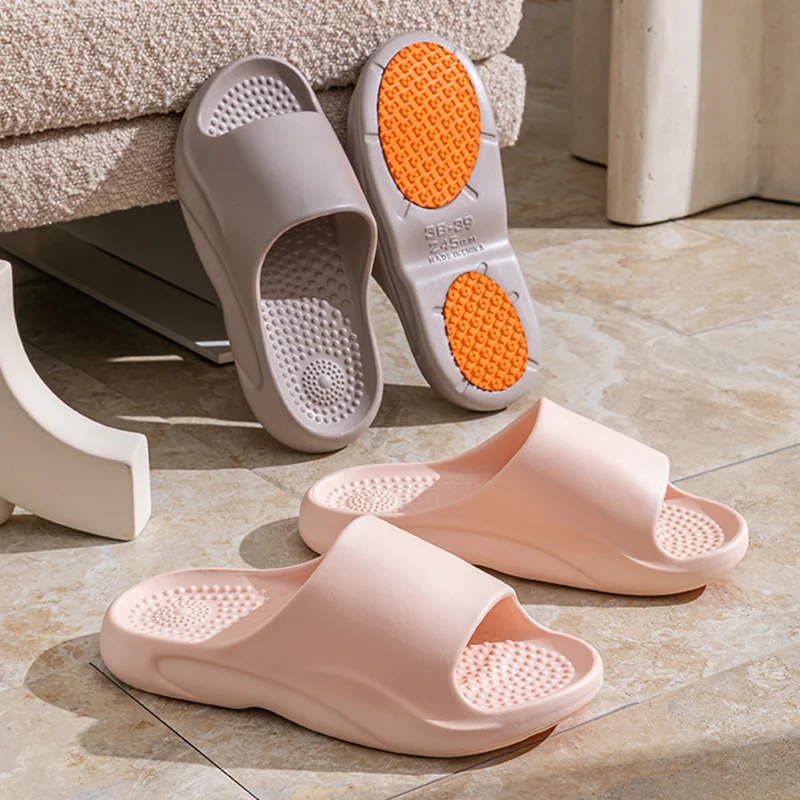 2025 New Non Slip Home Bathroom Slippers Women Summer Flat Heel Massage Slipper Shoes Woman Portable Soft Sole Beach Flip Flops