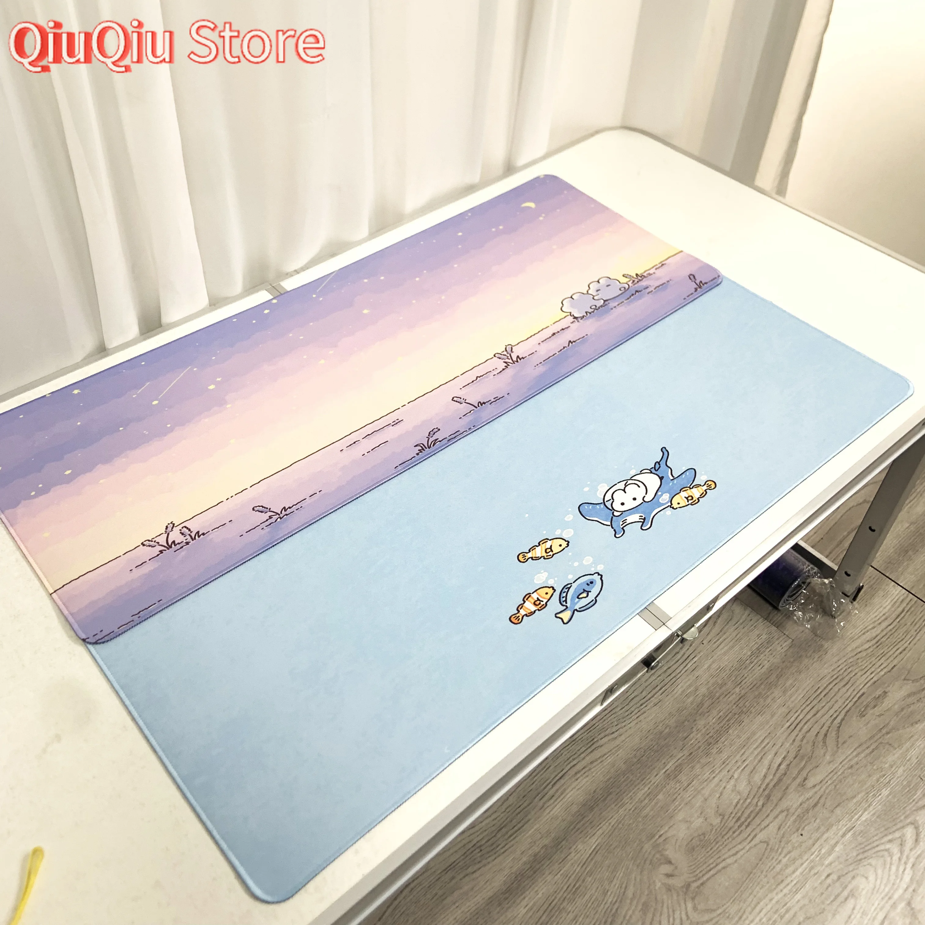 لوحة ماوس كاواي أنيمي غروب الشمس أرجواني أرنب ملحقات الألعاب لوحة ماوس كبيرة XXL لوحة المفاتيح جماليات حصيرة مكتبية للكمبيوتر
