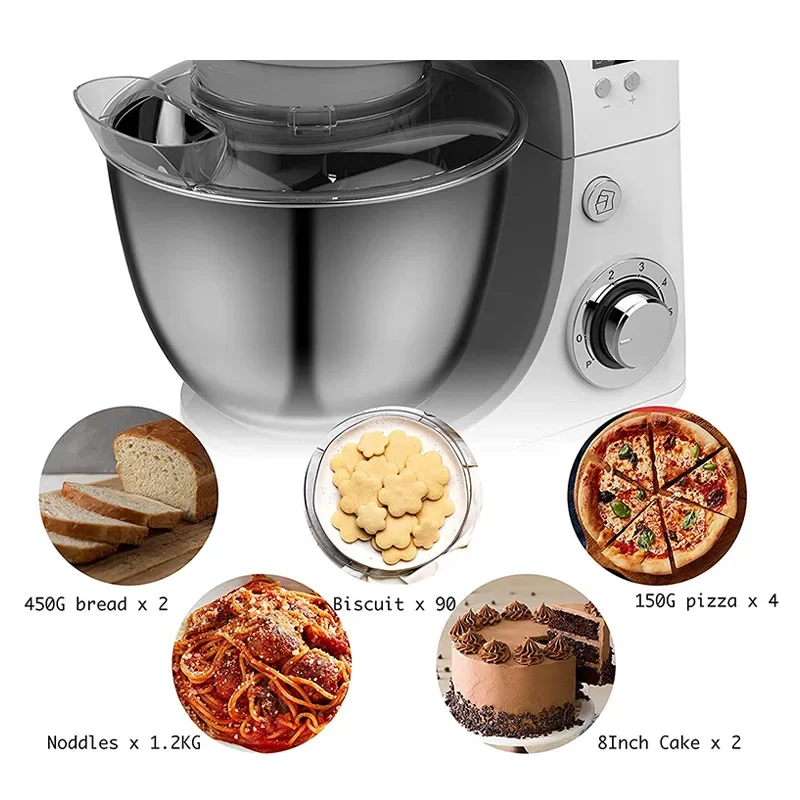 1000W Stand Dough Mixer with 5L Stainless Steel Bowl 6-Speed Tilt-Head Electric Bread Dough Kneader