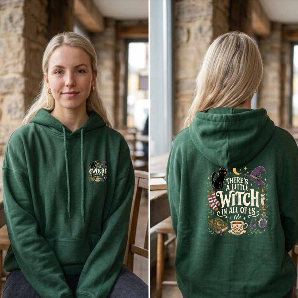 Little Witch in All of Us Graphic Hoodies Gothic Magic Women Men Long Sleeve Sweatshirt Harajuku Streetwear Jumper Hoodies