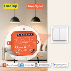 LoraTap Tuya ZigBee Wireless 2 Gang Switch Relay Module Smart Life App Remote Control Timer Work with Google Assistant Alexa