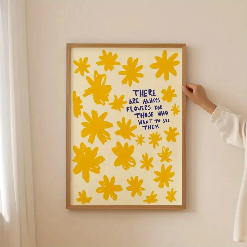 

Bohemian Yellow Floral Canvas Wall Art and Fashion Style for Living Room and Bedroom Decoration Aesthetics and Home Decoration