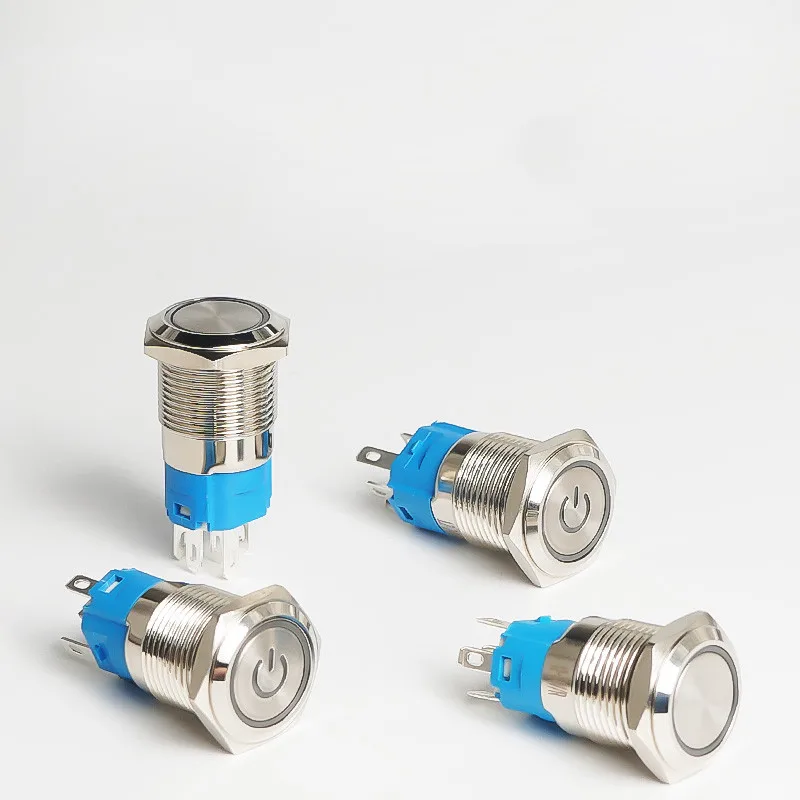12/16/19/22mm Metal Push Button Switch Latching/Momentary Waterproof Illuminated Mini Power Button