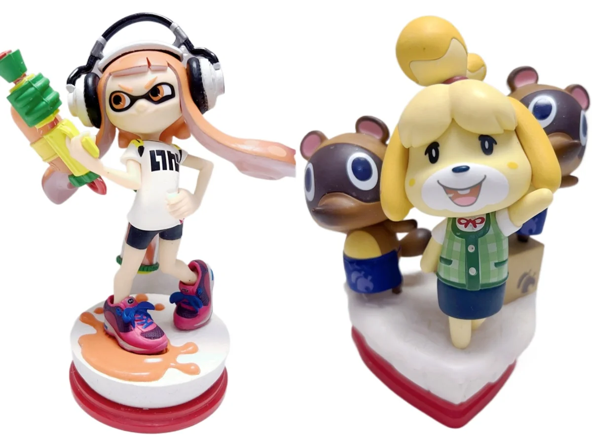 Genuine 13CM Japanese Squid Girl & Animal Crossing Isabelle Big Figure Ornament No Color Box