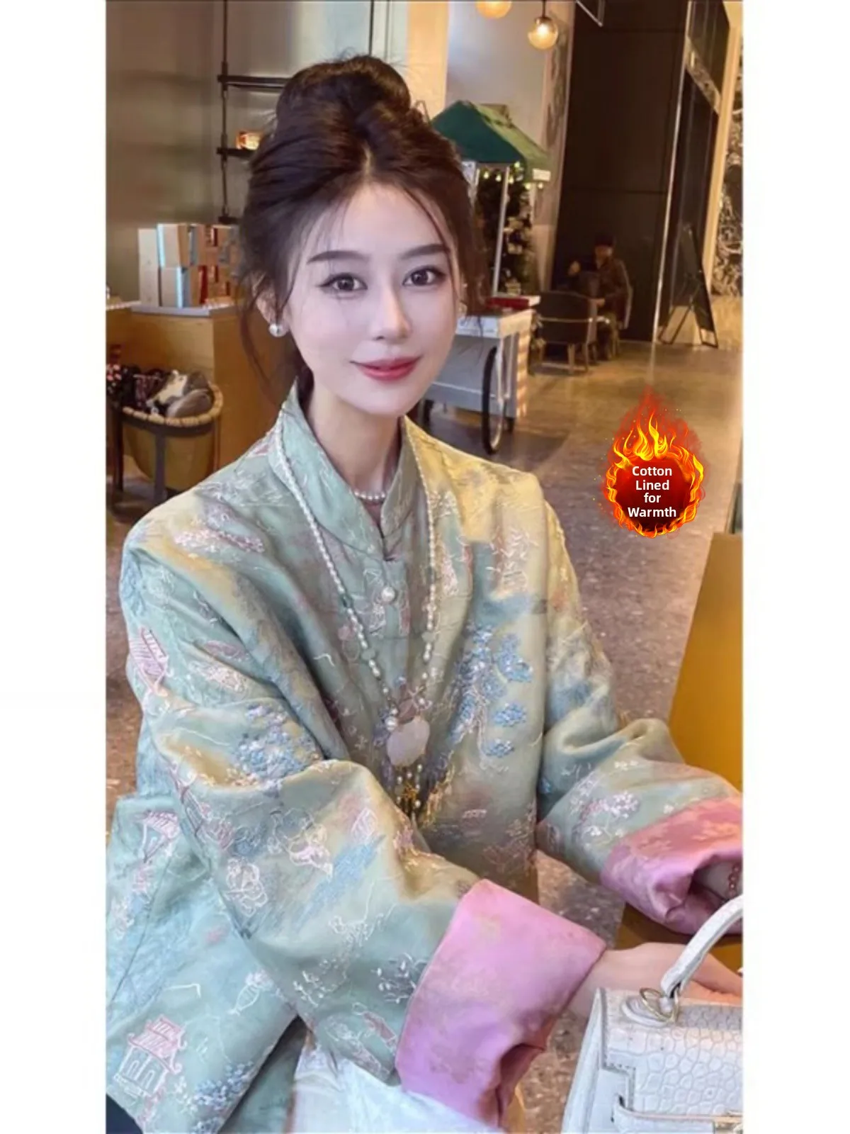 

New Chinese Style Anti-Aging Heavy Embroidery Cotton Jacket Women's National Fashion Color Block Long Sleeve Stand Collar Cot...