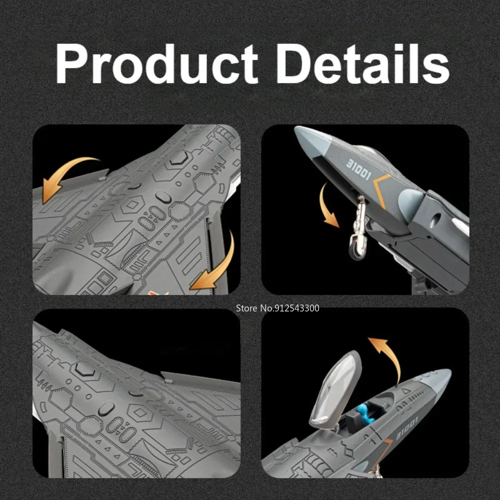 1:68 J-31 Stealth Fighter Model Speelgoed Auto Lichte Muziek Militaire Vliegtuigen Legering Diecast Pull Back Vliegtuig Modellen Desktop Ornament Gift
