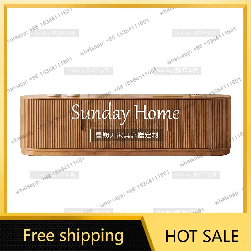 Factory direct sales  Medieval Striped TV Cabinet Living Room Simple Wood Locker Large Capacity