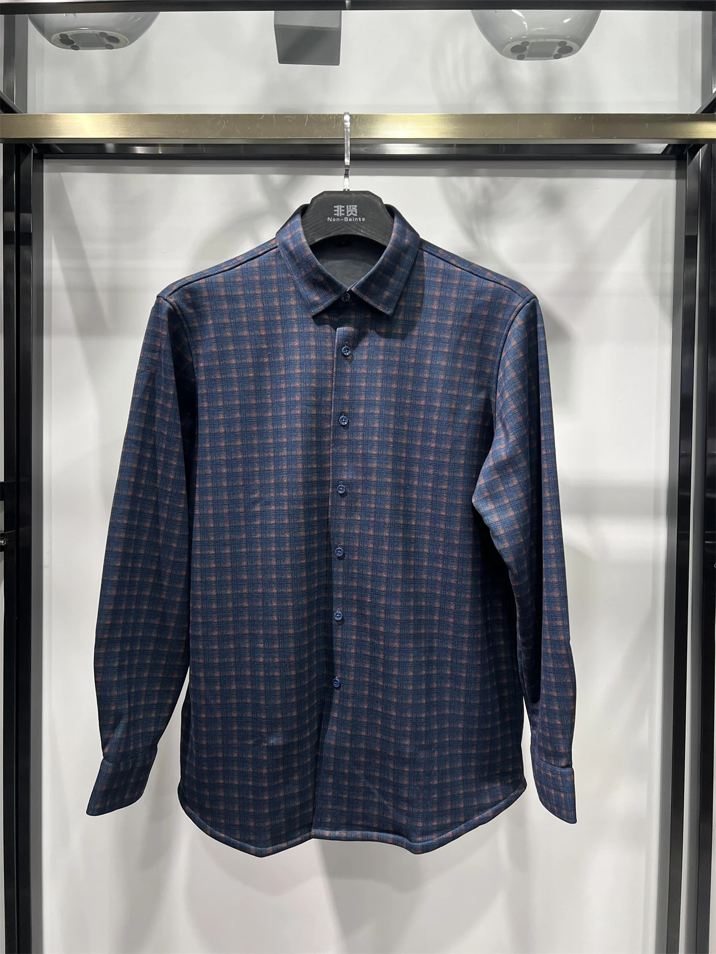 

Warm Thick Woolen Casual Shirt for Men Winter New Style Fashionable Long Sleeve Inner Wear Polyester Spandex Cashmere Blend