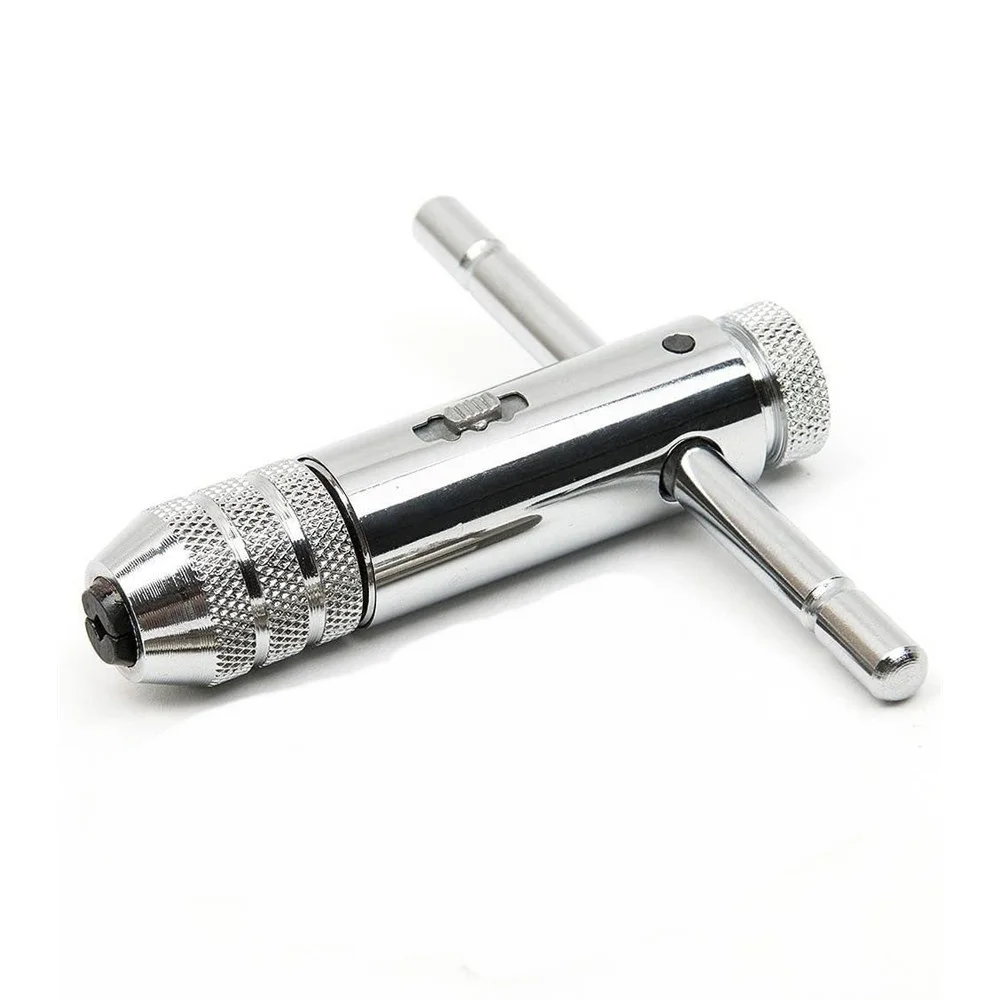 1Set T- Shaped Adjustable 3 8mm T Handle Ratchet Tap Wrench with M3 M8 Machine Screw Thread Metric Plug Tap Machinist Tool