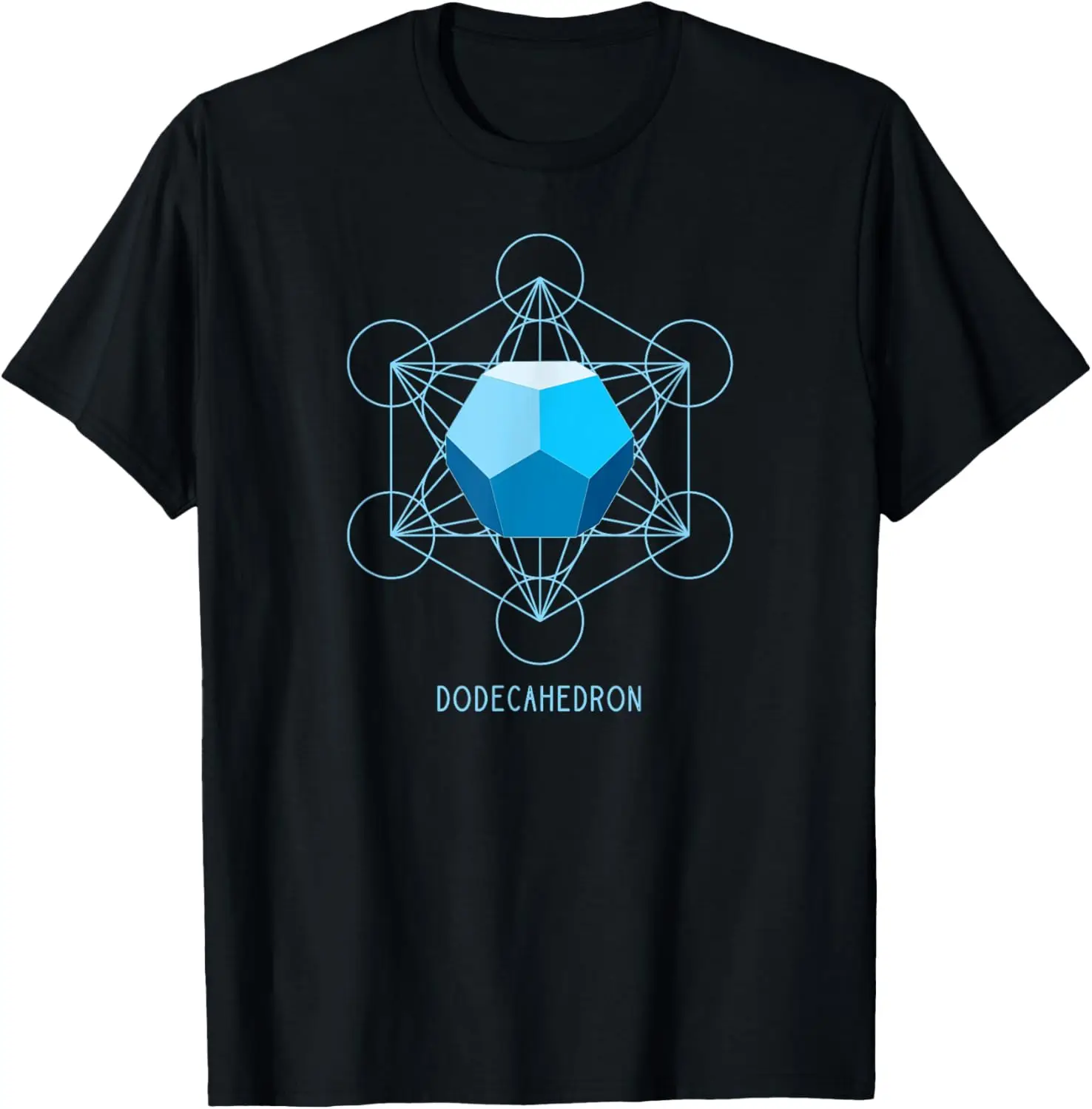 Dodecahedron Platonic Solid Shades of Blue Geometric Form T-Shirt