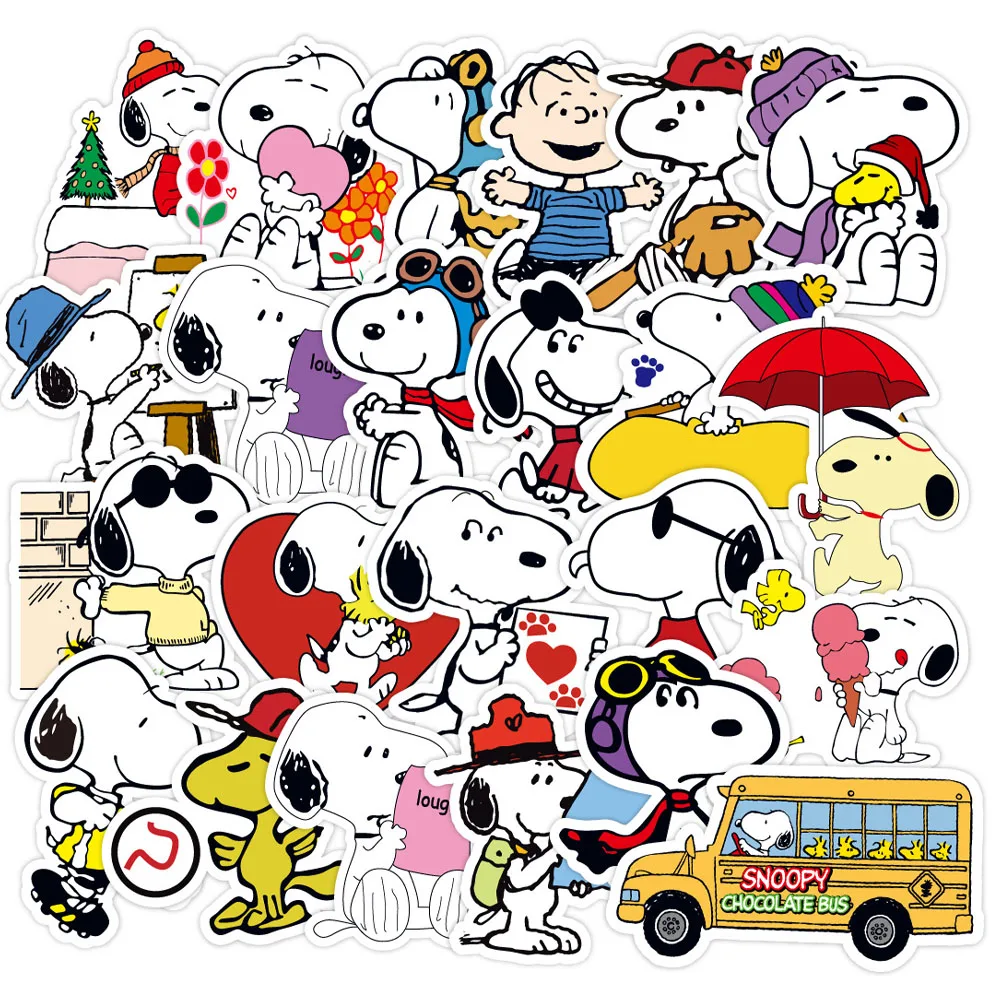 

MINISO 50pcs Cartoon Snoopy Cute Stickers Set for Refrigerators Phone Cases Laptops Suitcases Children's Toys - Durable Decals