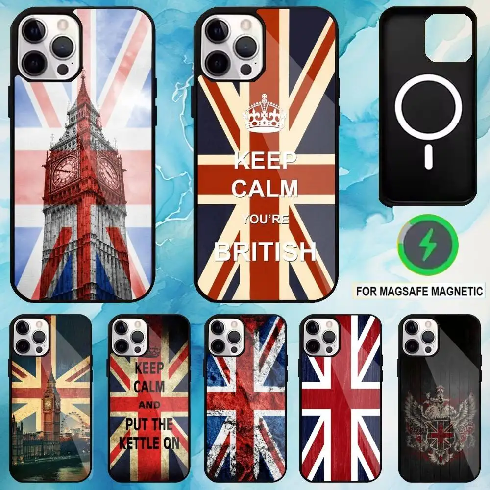 

England British UK Union Jack Flag Phone Case For iPhone17,16,15,14,13,12,11 Plus,Pro Max Magnetic For Magsafe Wireless Charging