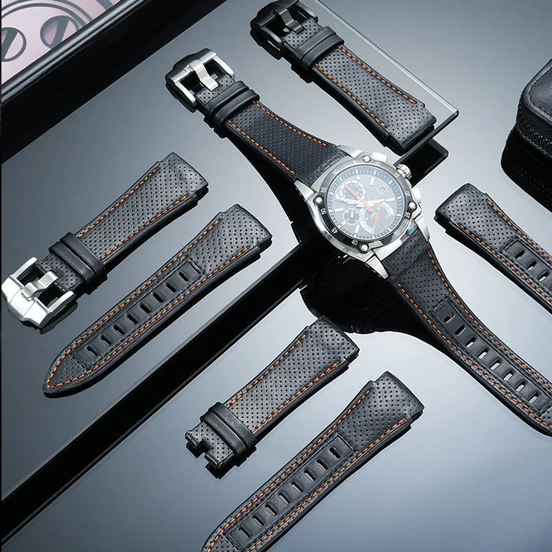 

For Seiko Premier Series SPC003/039 SNJ021 SNA749 SPC001 SPC003 Black leather watch strap for men