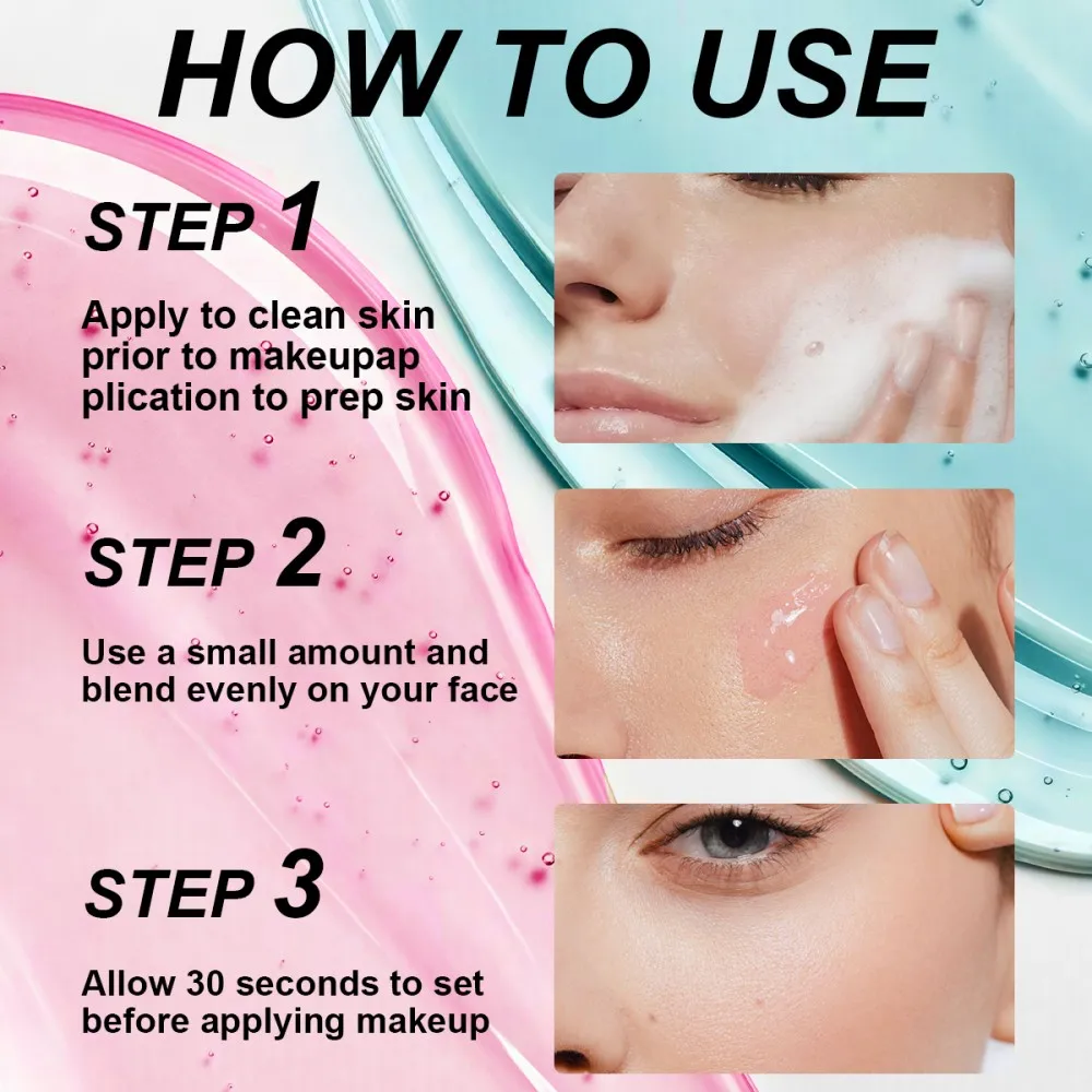 Power Grip Primer Gel éclaircissant acide hyaluronique hydratant longue durée porter visage éclaircir Contour maquillage cosmétique