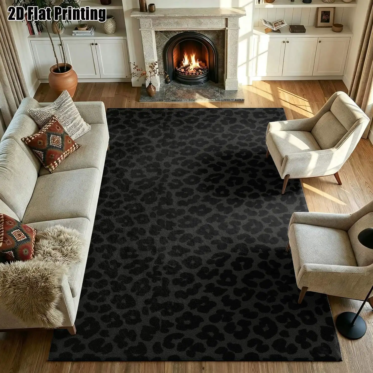 1Pc 2D Printed Leopard Print Carpet: Nordic/Instagram/Modern Minimalist/European Style, Home Decor, Multi-Size, Machine Washable, Suitable for Entrance, Dining Room, Foyer, Living Room, Bedroom