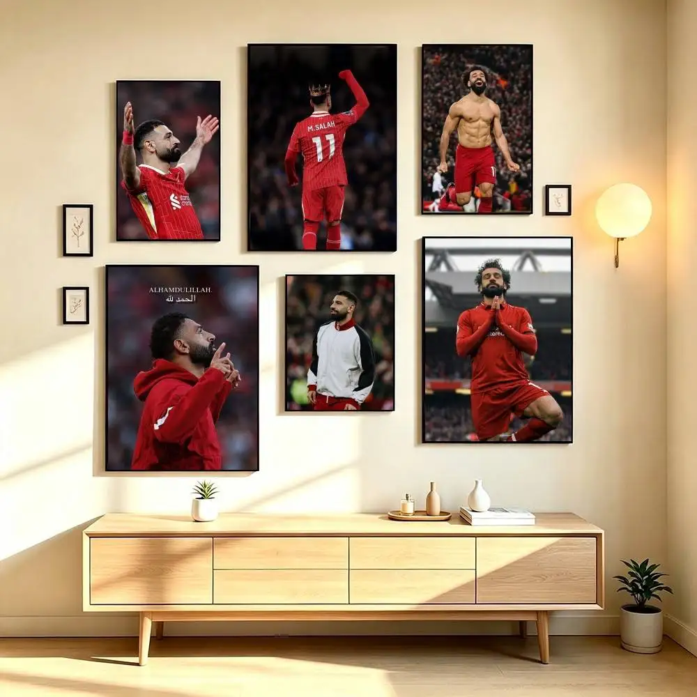 M-Mohamed Salah Football Superstar Poster Waterproof Wall Art Sticker For Bar Living Room Vintage Decor High Quality Print Gift