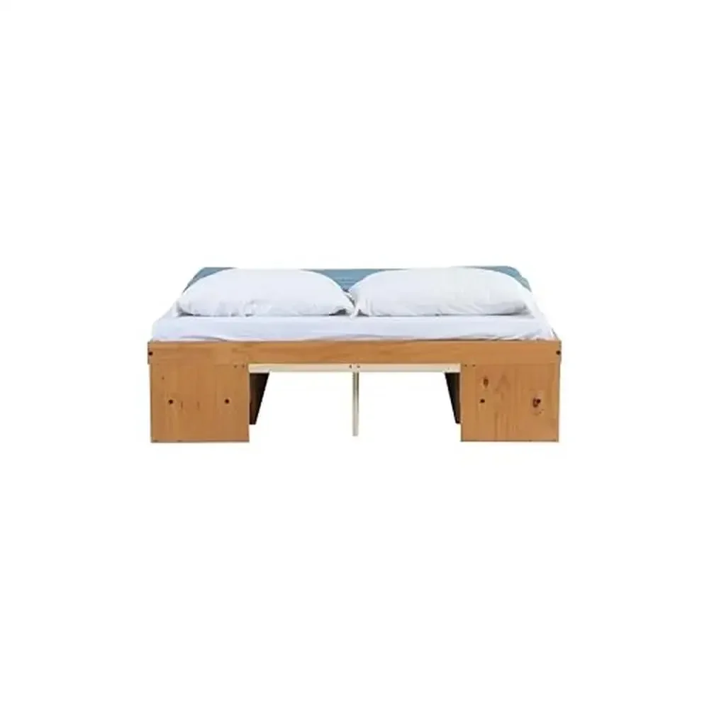 Bali Cama de almacenamiento tamaño Queen de roble con cajones y estantes, estructura de plataforma de madera maciza, 6 cajones y 4 estantes, fácil montaje, 880 lb