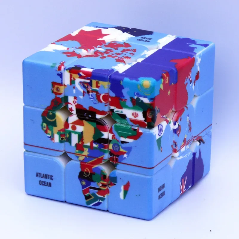 3X3X3 Magnetic Magic Cube Puzzle with Geographical Elements Customized Professional Puzzle Educational Toys