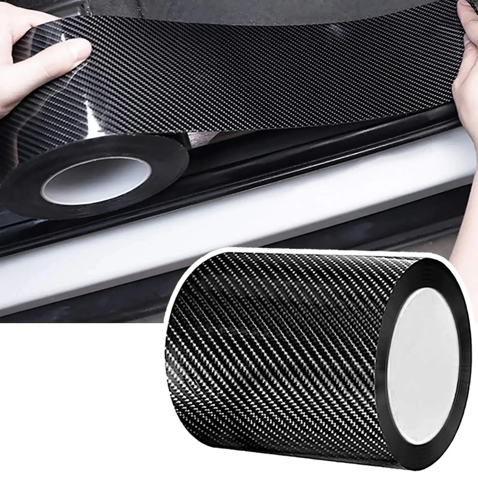 Universal Car Carbon Fiber Protective Strip Tape 1-10M Waterproof Vinyl Film For Door Mirror Anti Scratch DIY Self Adhesive Wrap
