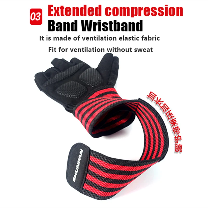 Body Building Gym Training Fitness WeightLifting Red Gloves Wrist Wraps Workout Half Finger For Men &Women WeightLifting