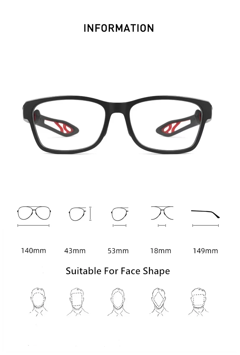 Men And Women Fashion Outdoor Riding TR90 Goggles Non-Slip Myopia Basketball Sports Glasses Super Light And Comfortable YD1927