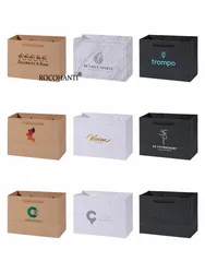 25pcs Promotion Wholesale 250GSM Thickened Black White Cardboard Paper Gift Shopping Paper Bag With Customized LOGO