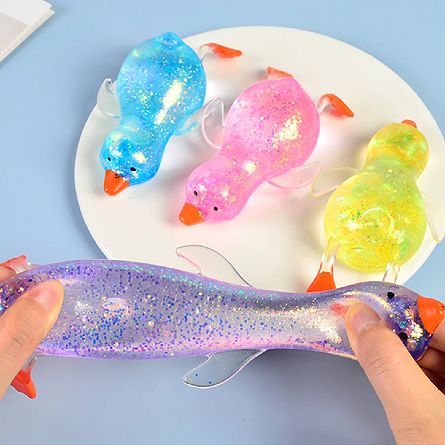 Maltose Aurora Duck Squeeze Toy Soft Cute Slow Rebound Stress Relief Ball Stretch Toy for Adults Kids  Gift Syrup Ball