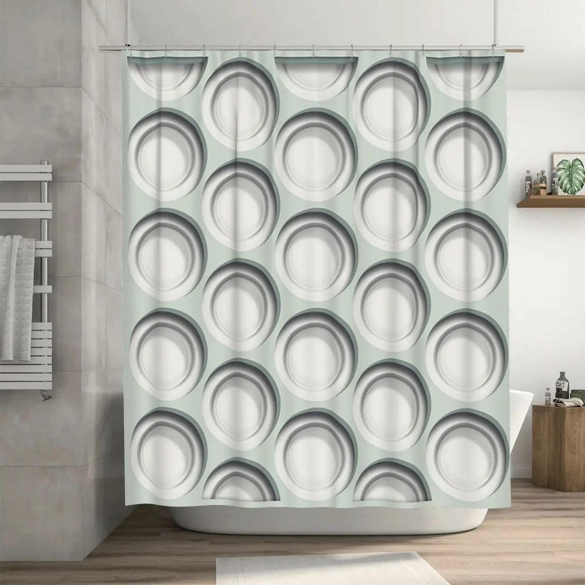 

Душевая штора из полиэстера с 63 кружочками, водонепроницаемая, для ванной комнаты, с крючками