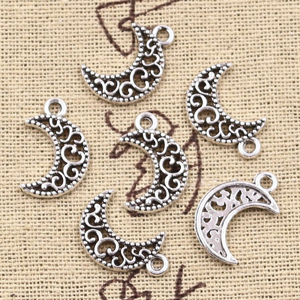 30 sztuk Charms piękny Hollow księżyc 18x12mm antyczny brąz srebrny kolorowy platerowany zawieszki dokonywanie DIY ręcznie robione tybetańskie znalezienie biżuteria