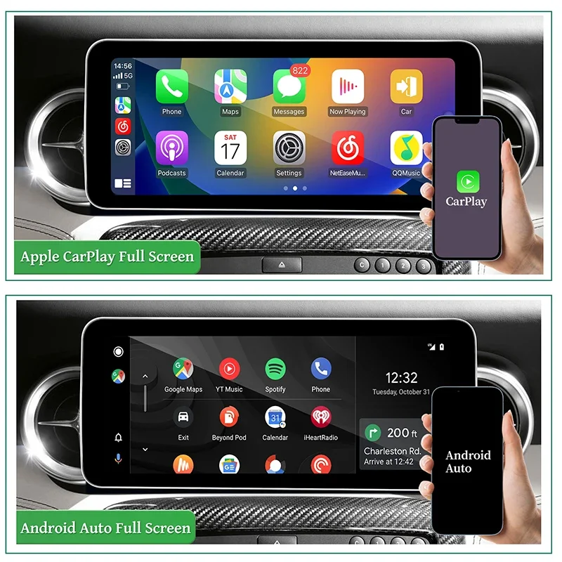 Android Navigation Wireless carplay Wireless Android Auto 10.25 large screen Android 14 For Mercedes NTG 4.0 SLS AMG C197 R197