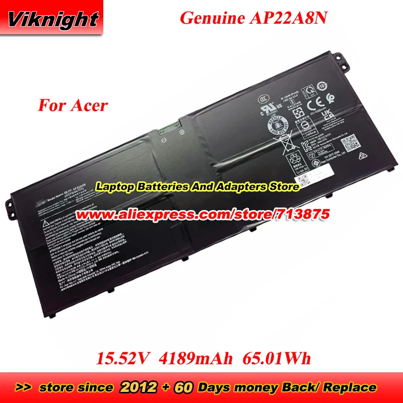 

Оригинальный аккумулятор AP22A8N для ACER Swift Go 14 SFG14-72 SFG14-72-51MK SFG14-72T Ultra 5-125H 15,52 В 4189 мАч 65.01 Втч KT.0040G.016