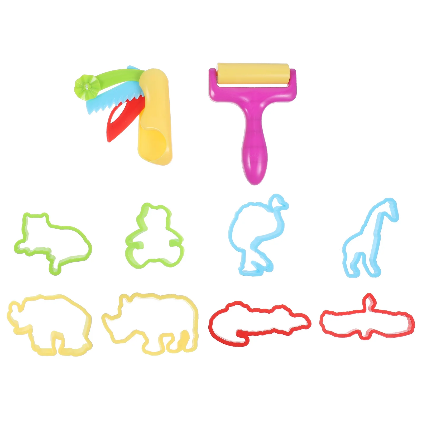 Conjunto de moldes de argila colorida, ferramentas de plasticina para crianças, rolo de corte, atividade artesanal, kit de desenvolvimento de criatividade educacional com 10 peças