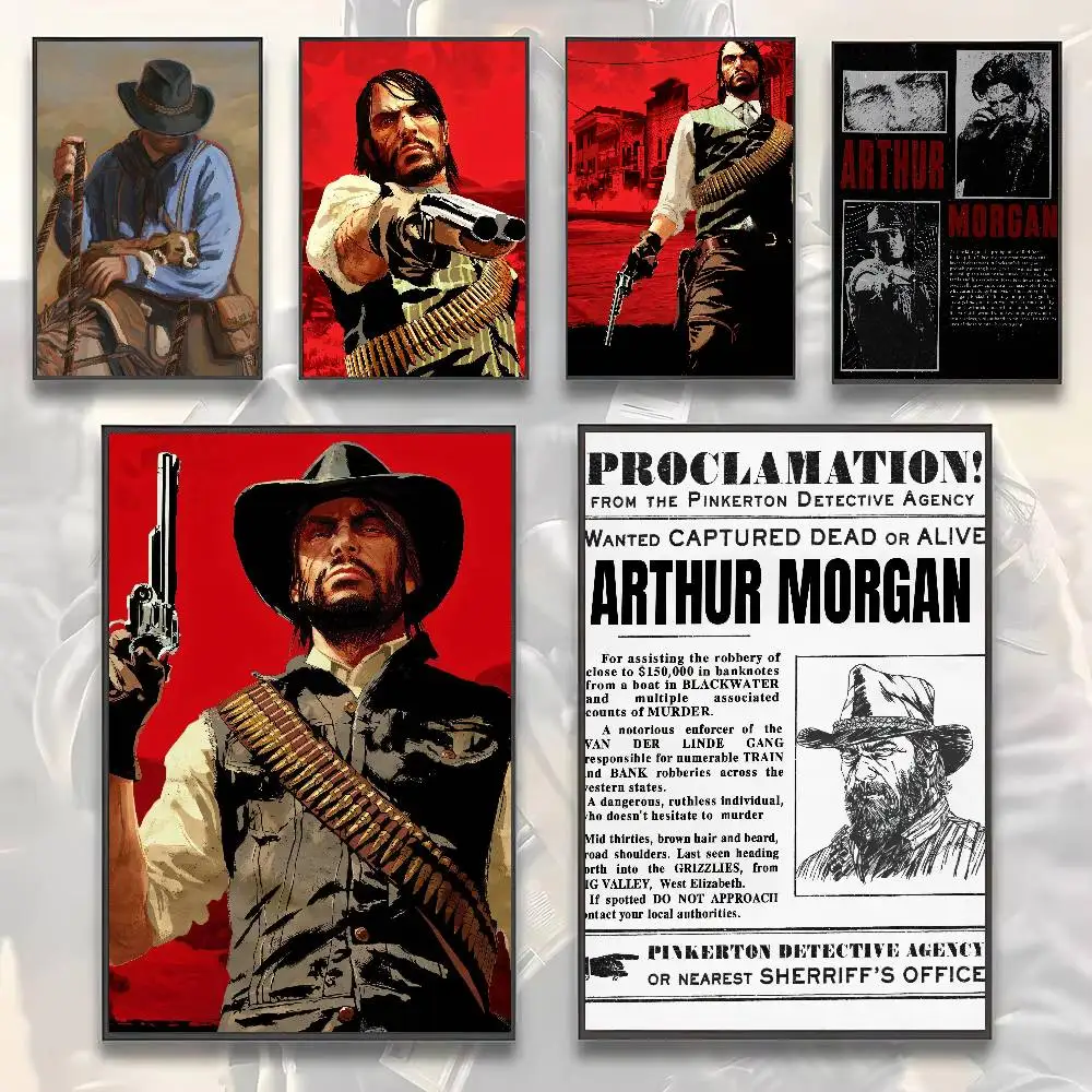 Cool 3A Video Game Red D-DeadS R-RedemptionS 2 Poster, Game Room Wall Sticker Print, Western Cowboy Game Wall Home Bed Room Art