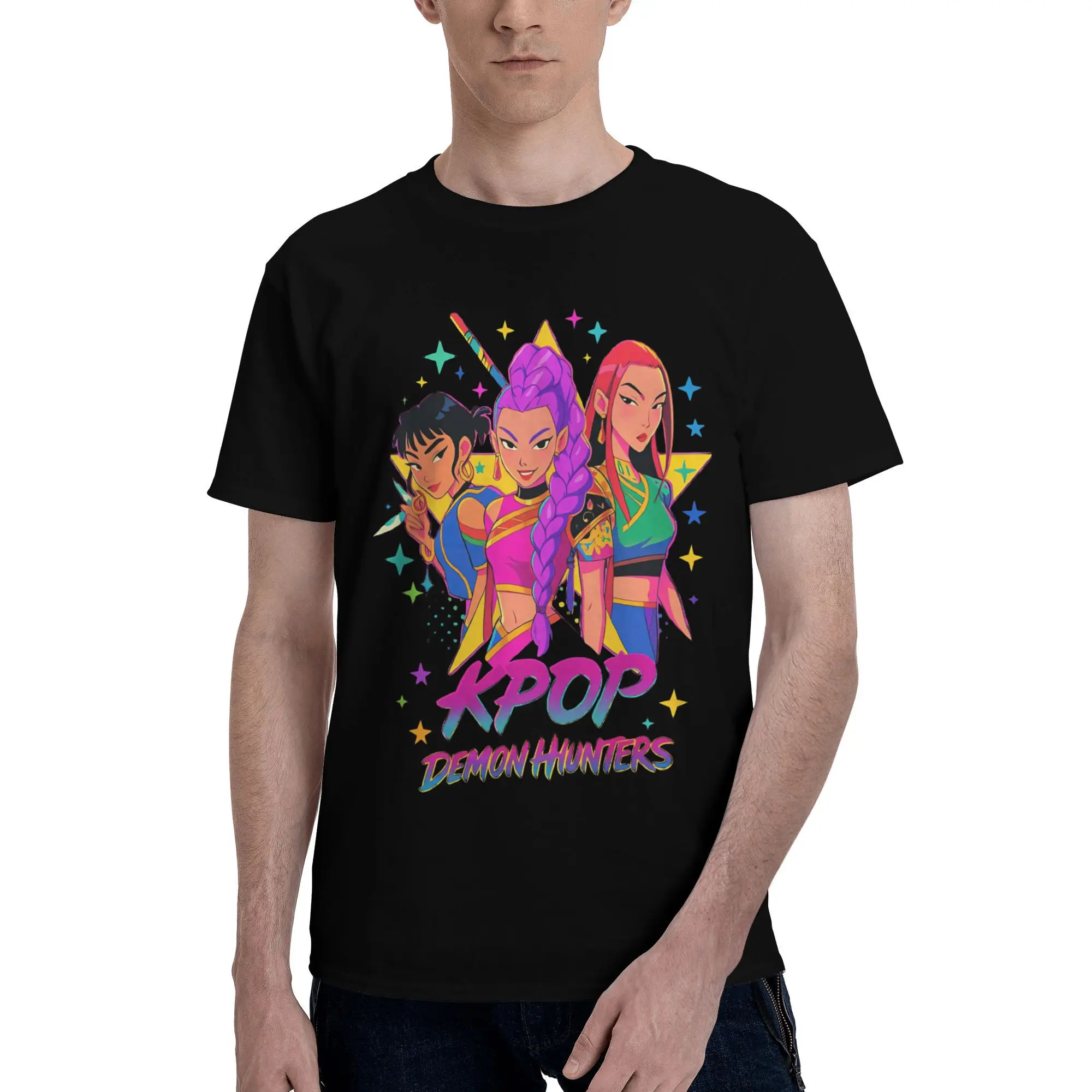 

Kpop Demon Hunters Inspired Pop Art T Shirt Harajuku T-Shirts Short Sleeves Y2K Tops Summer Cotton O Neck Plus Size Top Tees