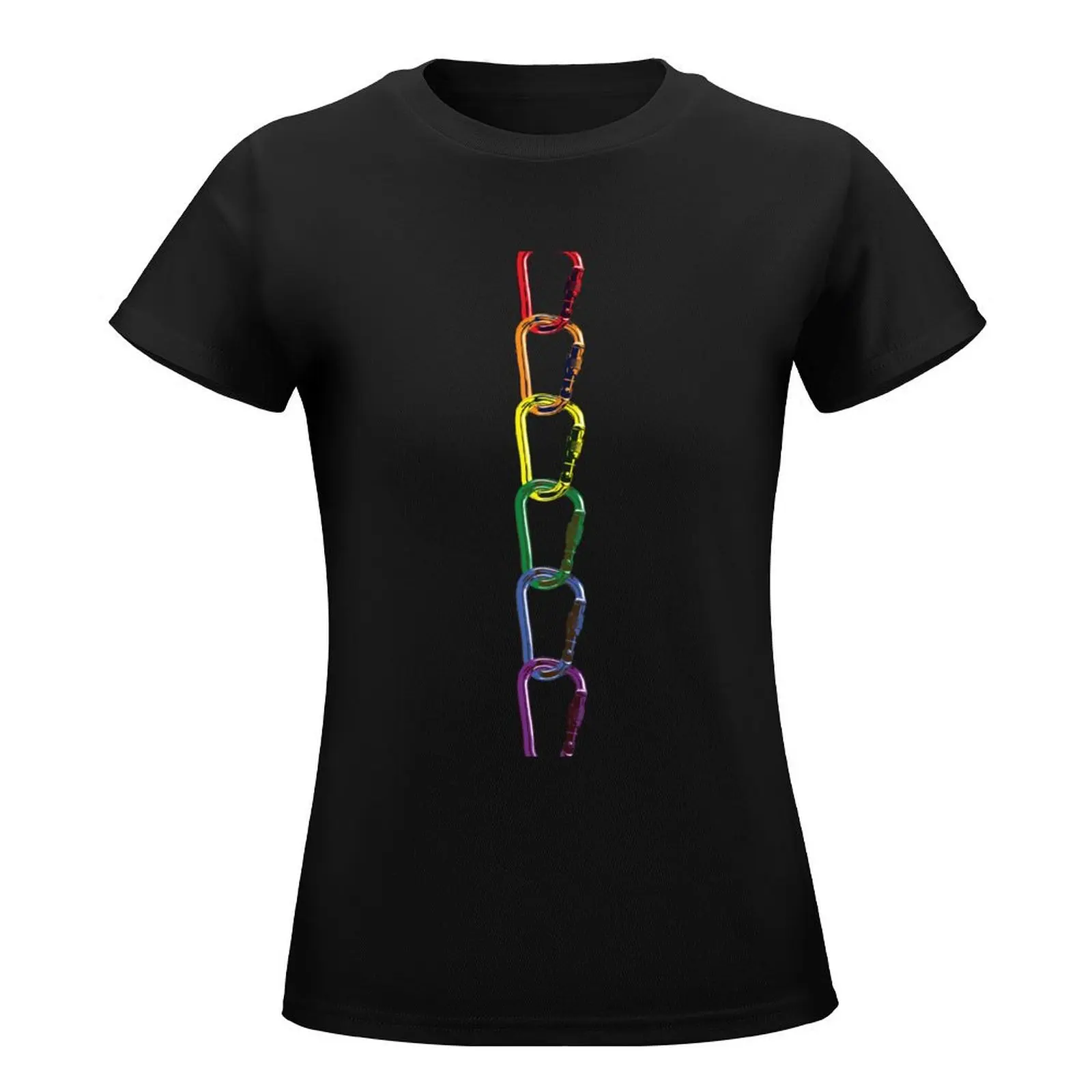 Carabiner Pride Vertical T-Shirt female funny kawaii clothes workout shirts for Women