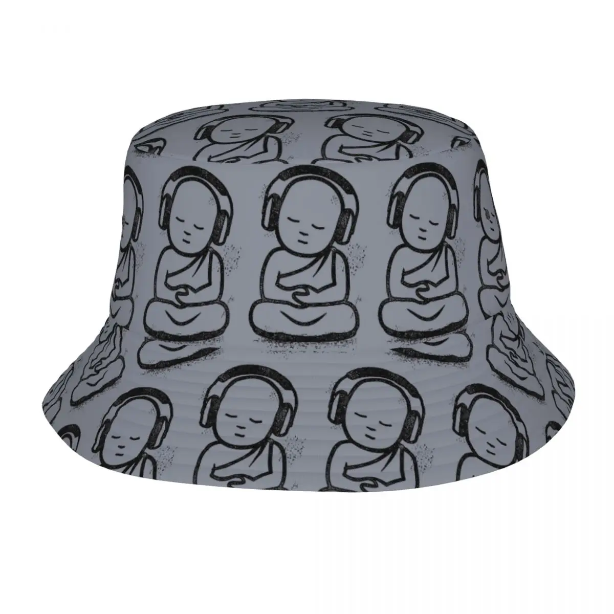 Buddha Headphones - Buddhist Monk DJ Bucket Hats Panama Hat Children Bob Hats Hip Hop Fisherman Hats For Summer Caps Unisex