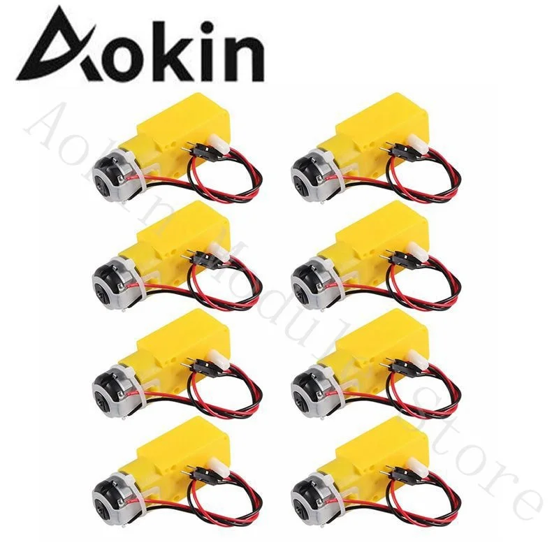 8Pcs Dual DC 3-6V Gearbox TT Motor 200RPM Ratio 1:48 Shaft Motor with 2.54mm Wire for Arduino DIY Smart Car Robot