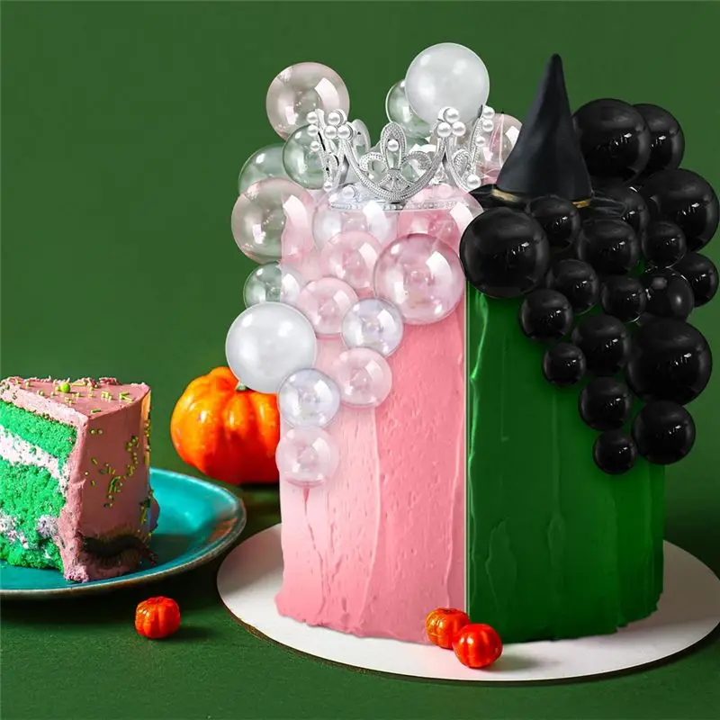 ABFU-42Pcs Witch Theme Party Supplies Black Balloons Cake Topper Mini Balloons,Witch Hat Fantasy For Birthday Cake Decoration