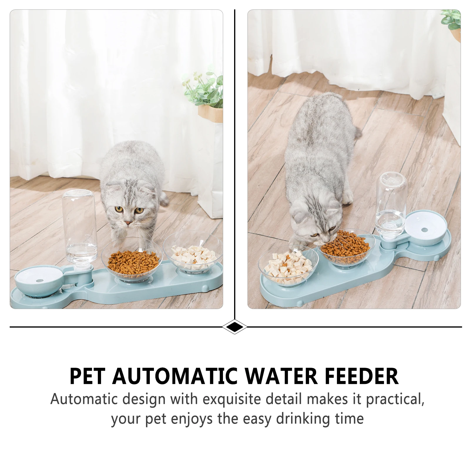 

Pet Cat Feeder Water Dispenser Automatic Bowl Feeders for Cats Drinking Fountain