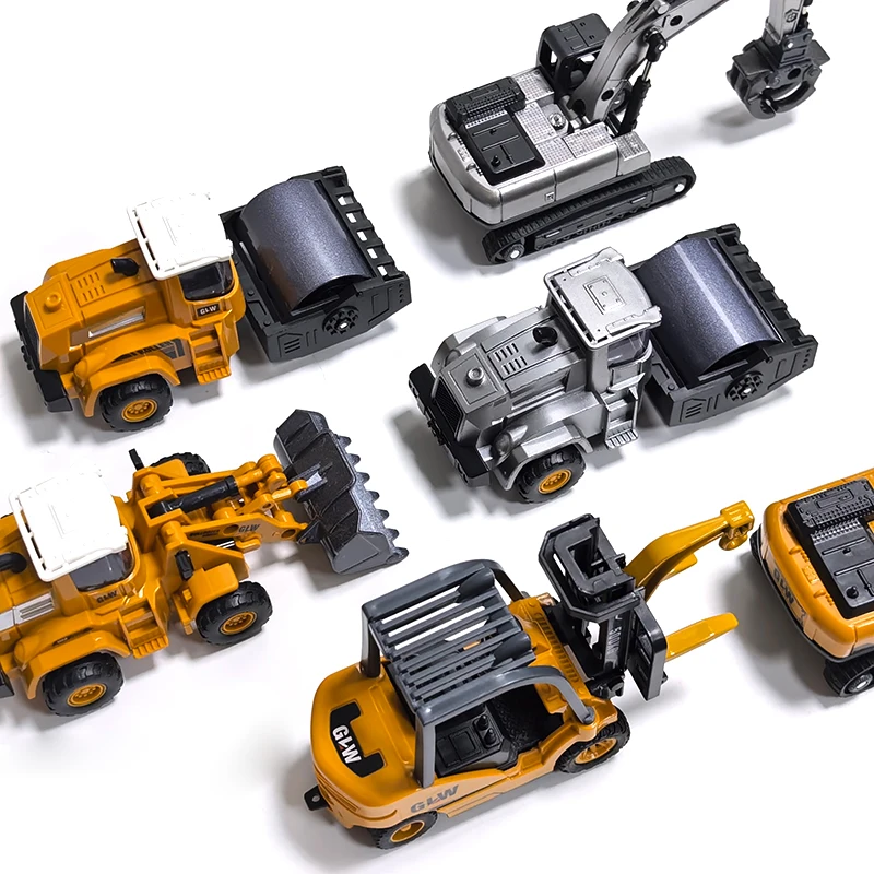 1:70 Engineering Diecast Model Toys Crane Bulldozer Excavator Vehicle Construction Alloy + Plastic Tractor Inertial for Children