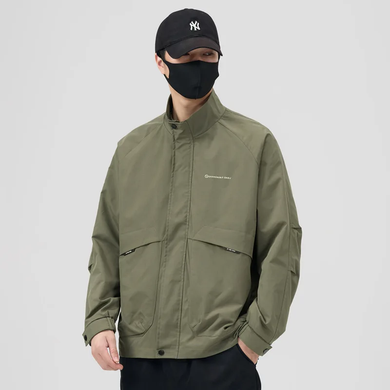 

Trendy Men's Jaet Casual Workwear Stand Collar Long Sve Top for Middle-aged And Young Men Spring Autumn New Sle