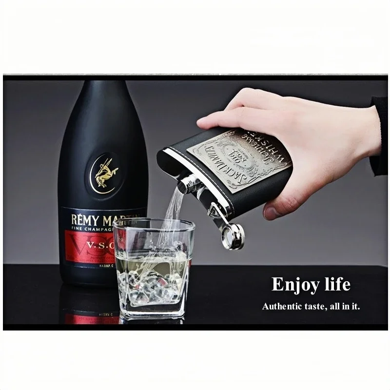 Premium Stainless Hip Flask with Funnel，8OZ Whiskey Flask with Exquisite Relief Patterns Vodka Liquor Bottle Suitable As A Gift