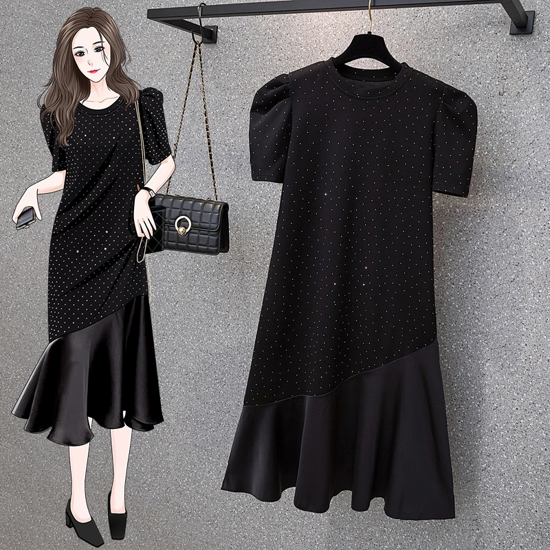 فضفاض حجم كبير فساتين حريمي لصيف 2025 الكورية نمط سيدة Vestidos تي شيرتات قصيرة الاكمام فستان الملابس النسائية KE2594