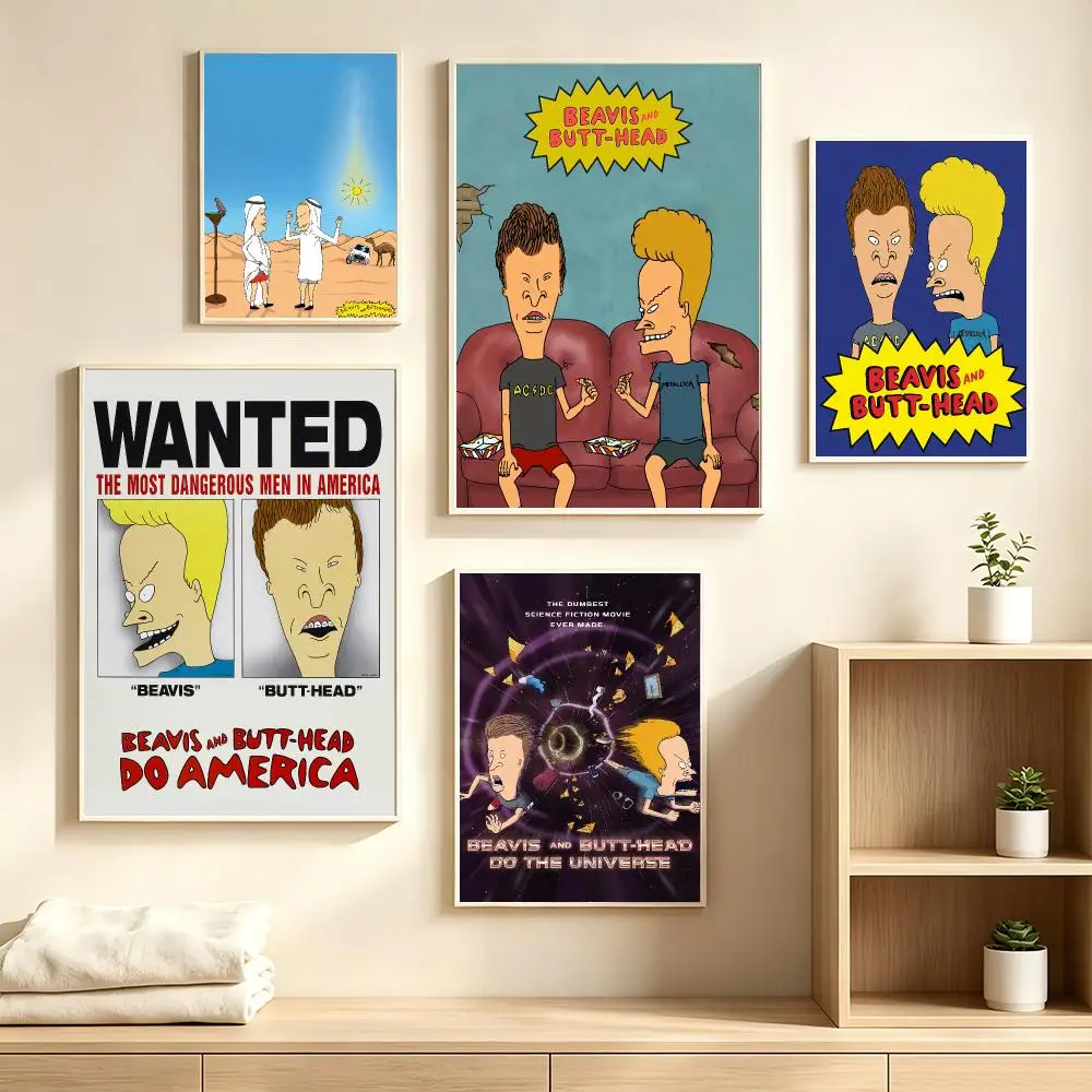 Cartoon Beavis & Butt-head Poster Decorative Wall Art Mural Stickers Home Decor Gift for Living Room & Hallway