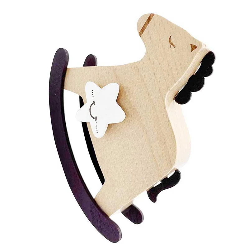 

Over The Rainbow Wooden Rocking Horse Wind Up Music Box, Yunsheng Mechanism Movement Musical For Perfect Decoration