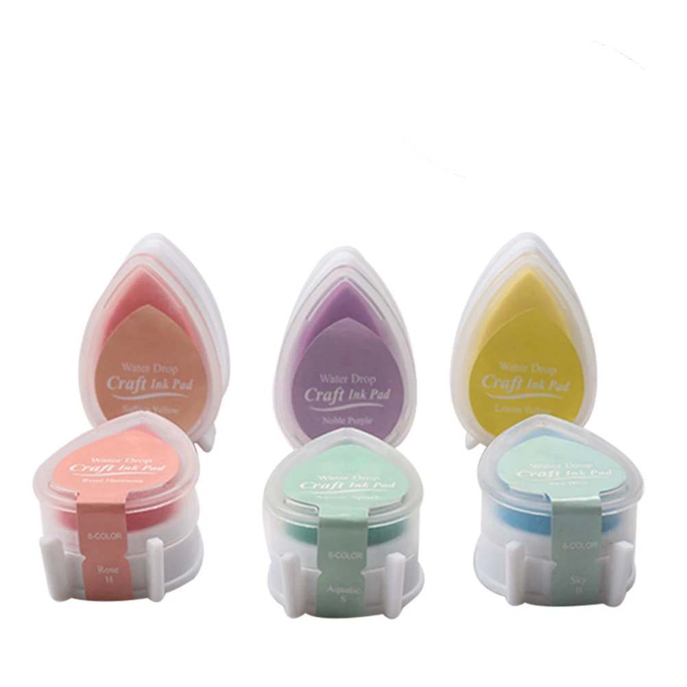 

6 PCS Pearl Printing Ink Pad Stamps Water Droplet Japanese and Korean