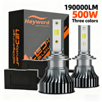 Heyword H4 LED H7 3 Color Changing Car Headlights Fog Lights 3000K 4500K 6500K Flash 500W Auto Lights 2 PCS H1 H3 H11 9005 H13