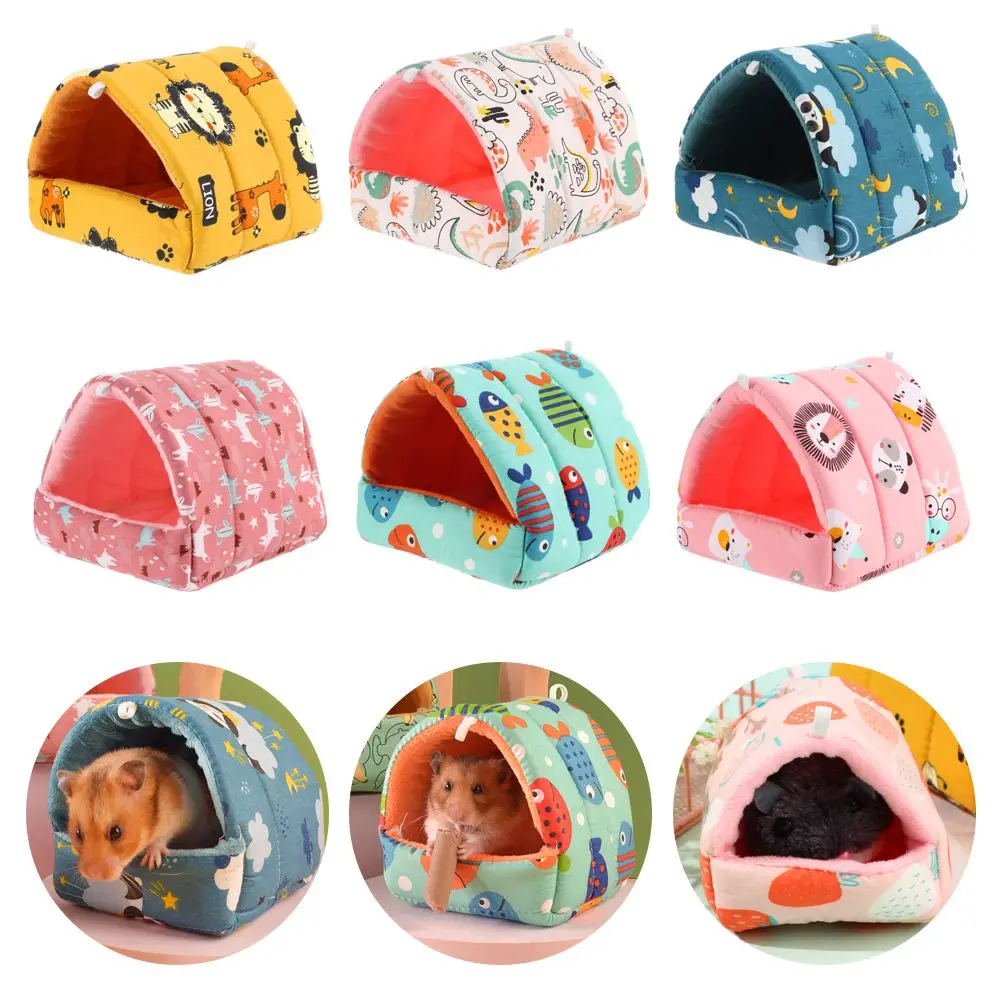 Colorful Rabbit Squirrel Winter Mini Cage Hamster House Guinea Pig Nest Small Animal Sleeping Bed Warm Mat