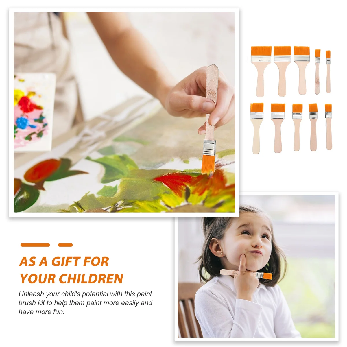 

10Pcs Nylon Paint Brush Durable Utility for Art Perfect for Watercolor Oil Painting Unleash Childs Creativity Fun Drawing