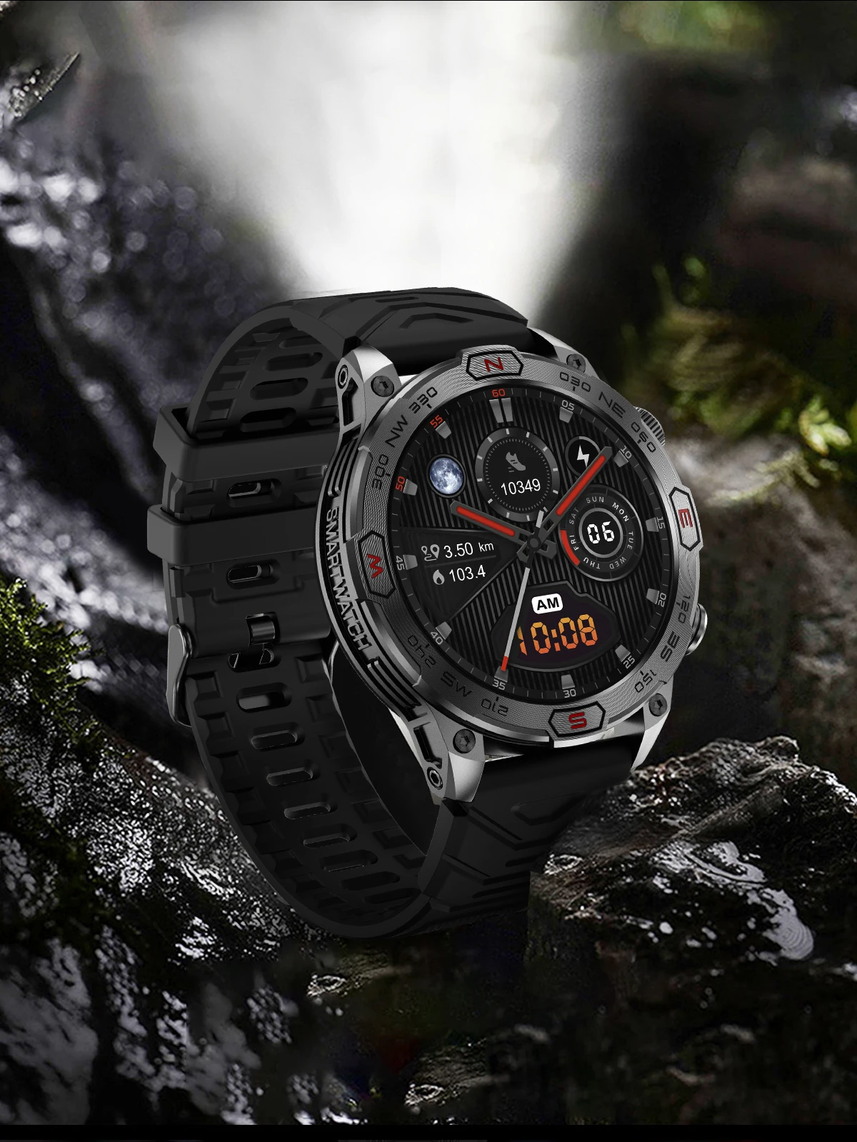 2025 New Multi functional Men's Sports Smart Watch LED Flashlight AI Voice Bluetooth Call 1ATM Waterproof Heart Rate Monitoring